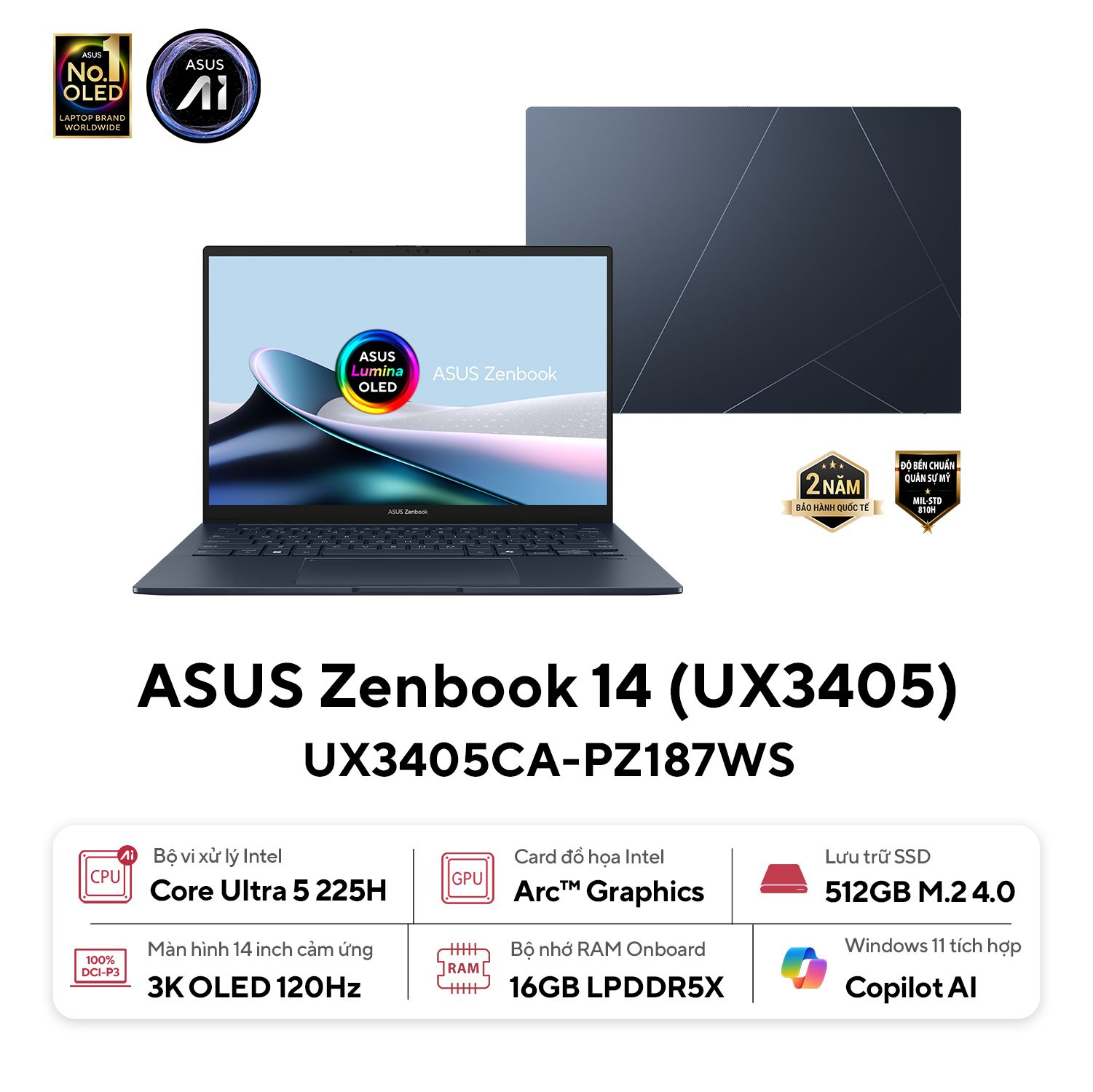 Portátil Asus Zenbook UX3405CA-QL059W Intel Ultra 9