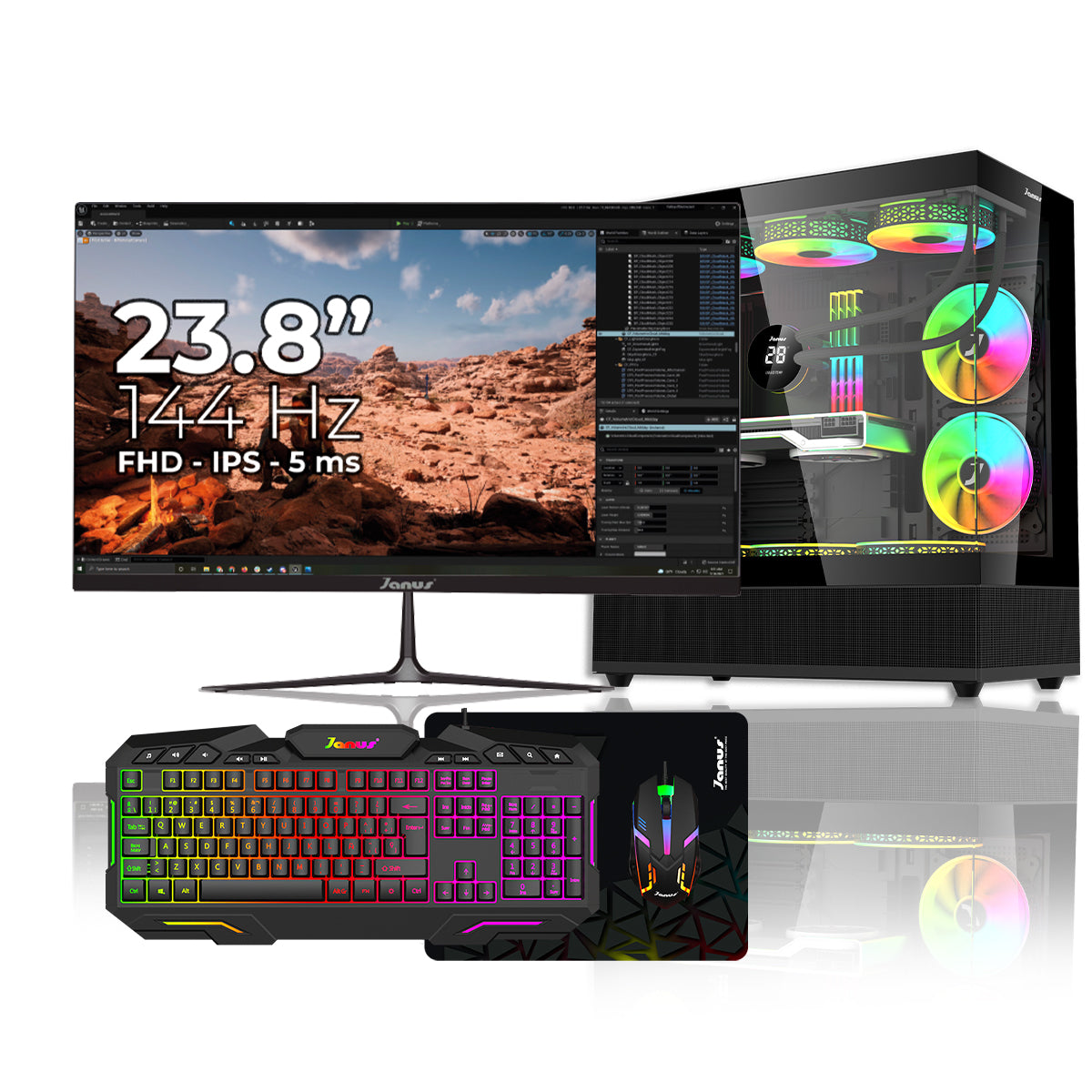Computador Gamer Janus Ryzen 7 8700F con Monitor 23.8"