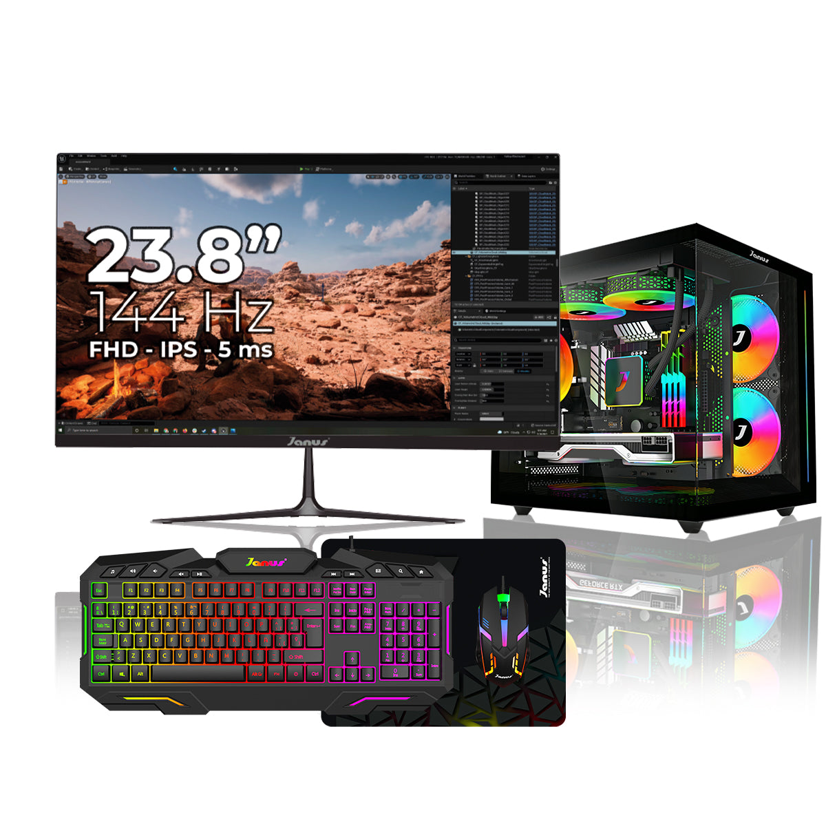 Computador Janus Gamer AMD Ryzen 5 8600G Monitor 23.8"