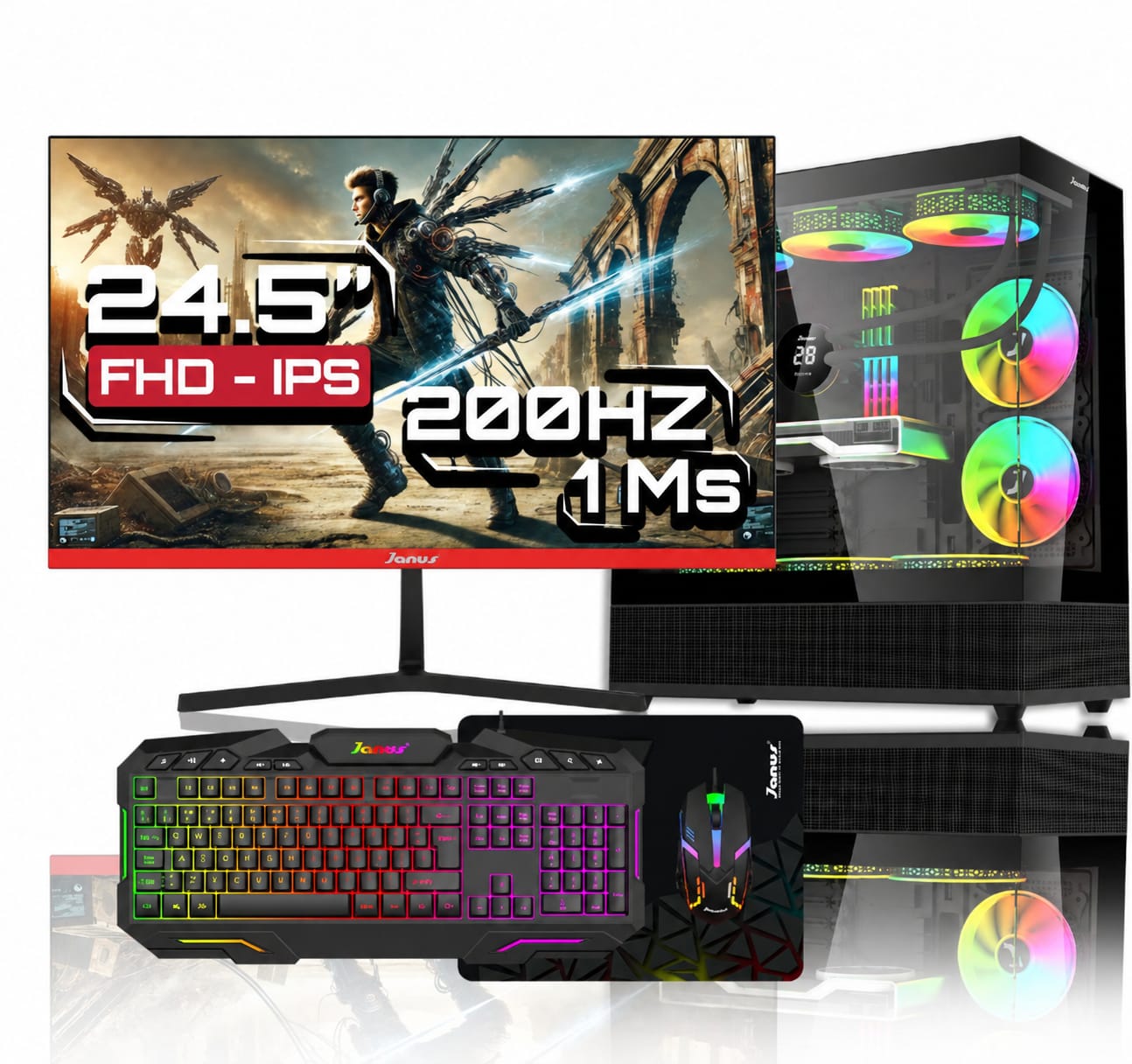 Computador Escritorio Janus Gamer Amd Ryzen 7 8700f Con Monitor 24.5