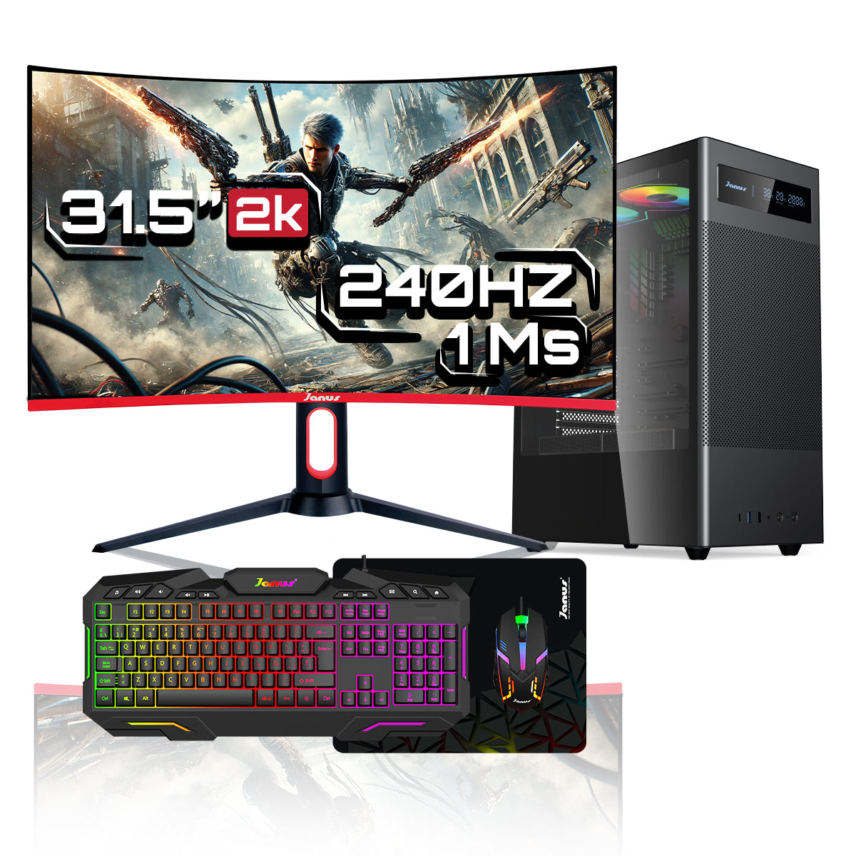 Computador Janus Gamer IA Ryzen 7 8700G con Monitor QLED 55"